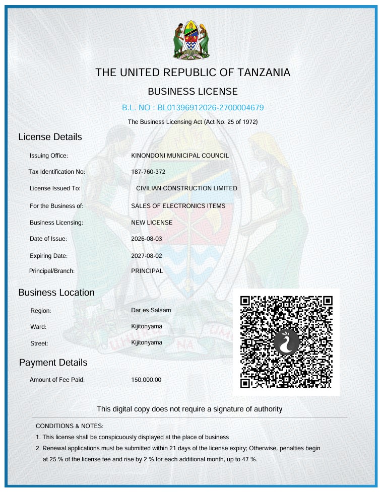 Preview of Business Licence